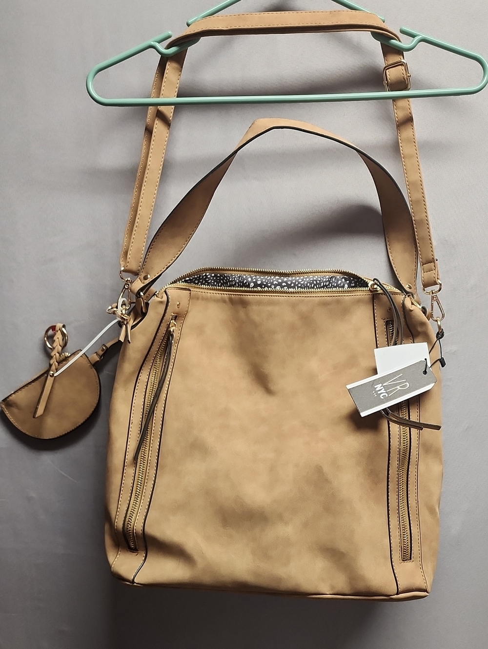 Tan Women’s Crossbody/Shoulder Bag with Detachable Coin Pouch